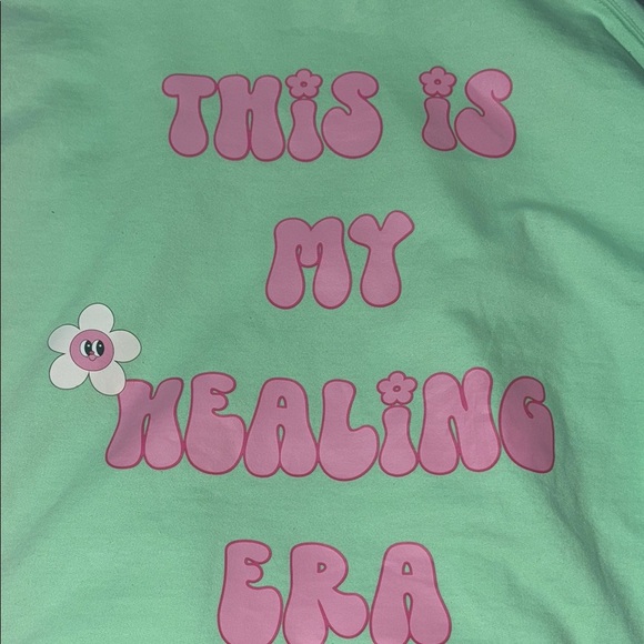 Gildan Light Green Hoodie with Floral Accent - Picture 13 of 16